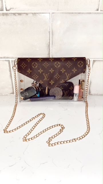 Repurposed Authentic Louis Vuitton Clear Stadium crossbody handbag