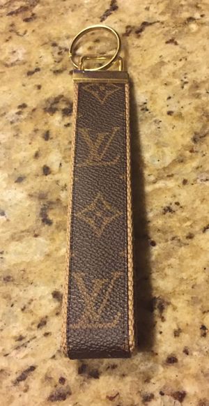 Authentic Louis Vuitton repurposed canvas wristlet keychain with an inital